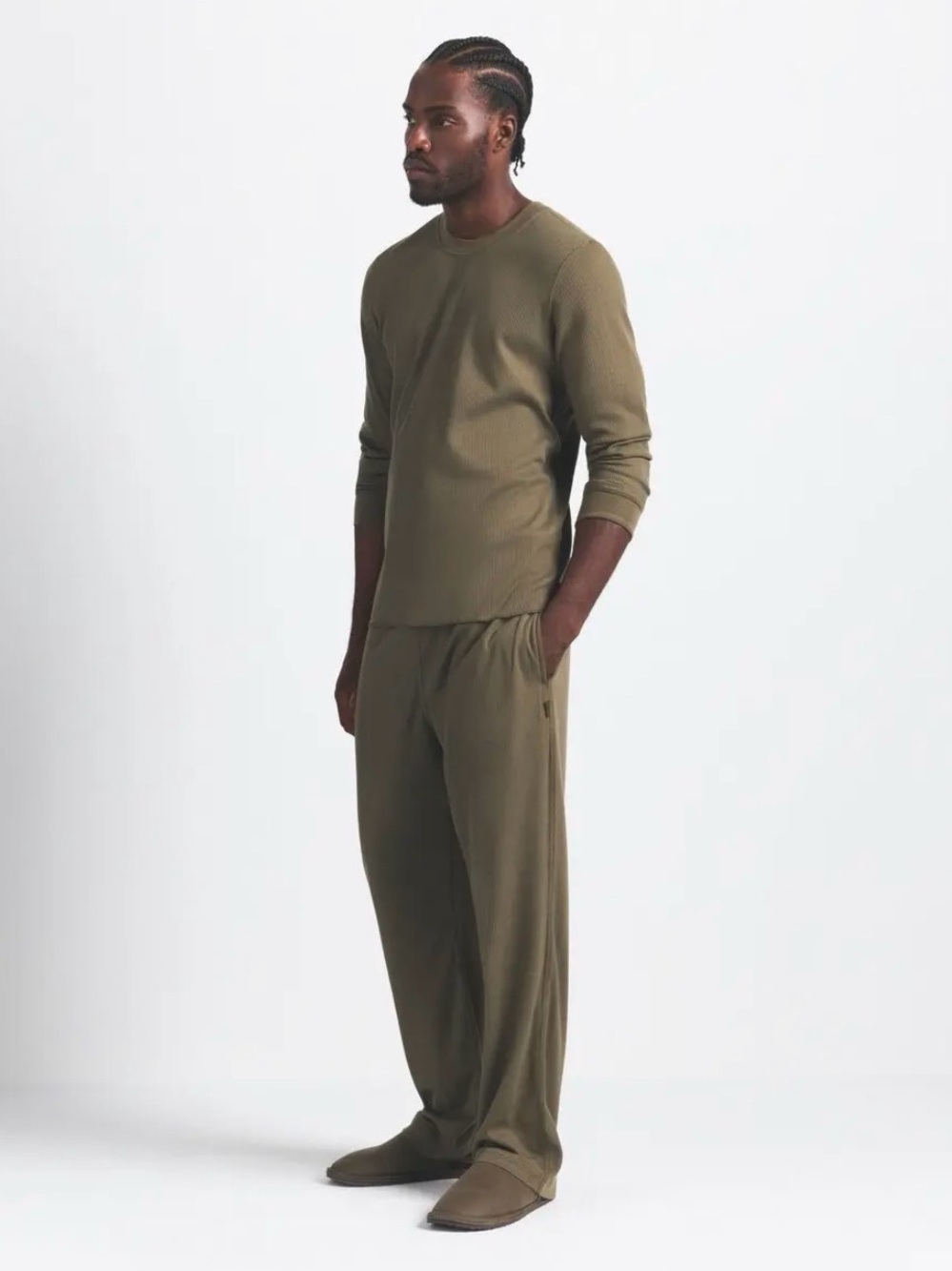 SKIMS WAFFLE SLEEP SET STYLE: ST-SET-8123M COLOR: ARMY 5X